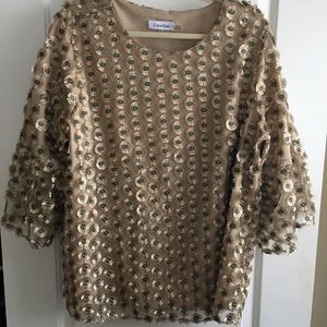 Calvin Klein Plus Size Fringe Embellished Blouse